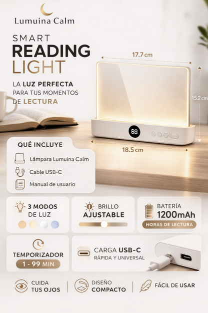 luz LED de lectura de página completa con temporizador