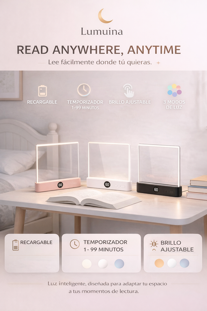 luz LED de lectura de página completa con temporizador