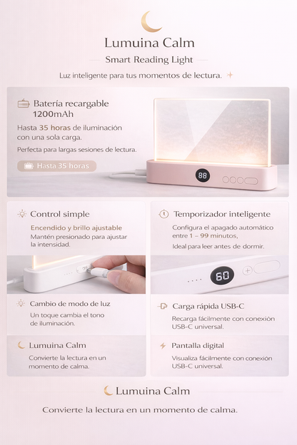 luz LED de lectura de página completa con temporizador