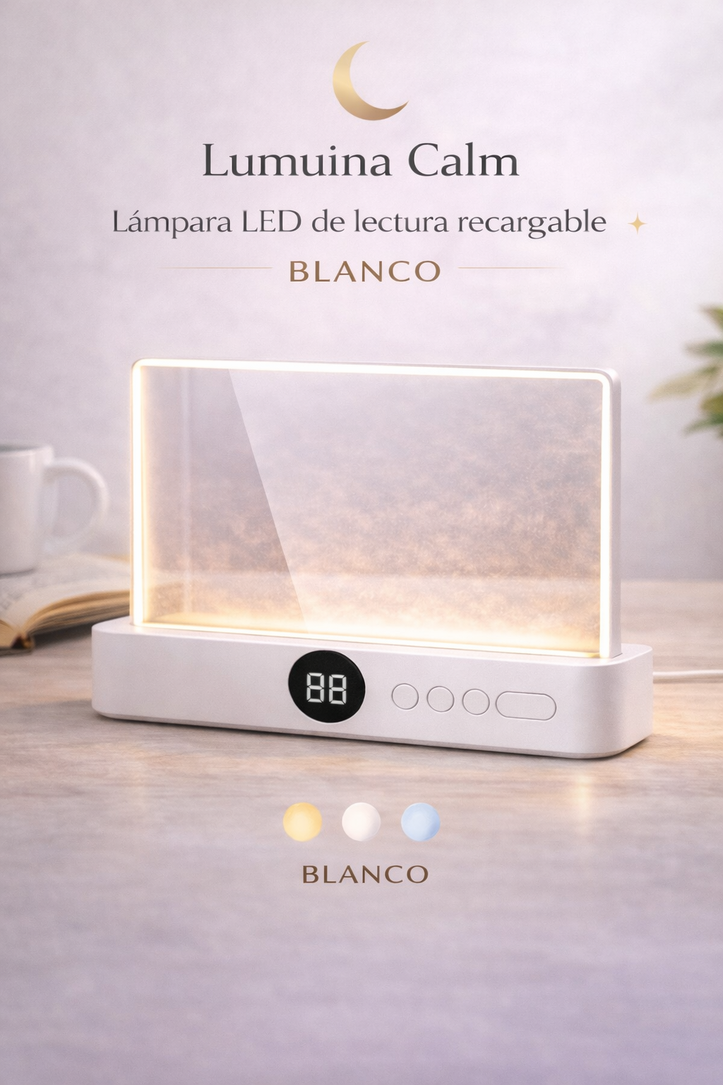 luz LED de lectura de página completa con temporizador